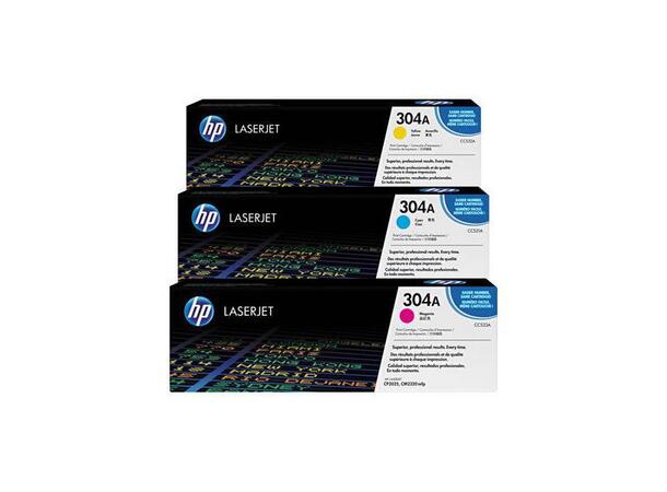 Toner HP 304A CYM Tri-Pack pakke med CC531A, 532A og 533A 